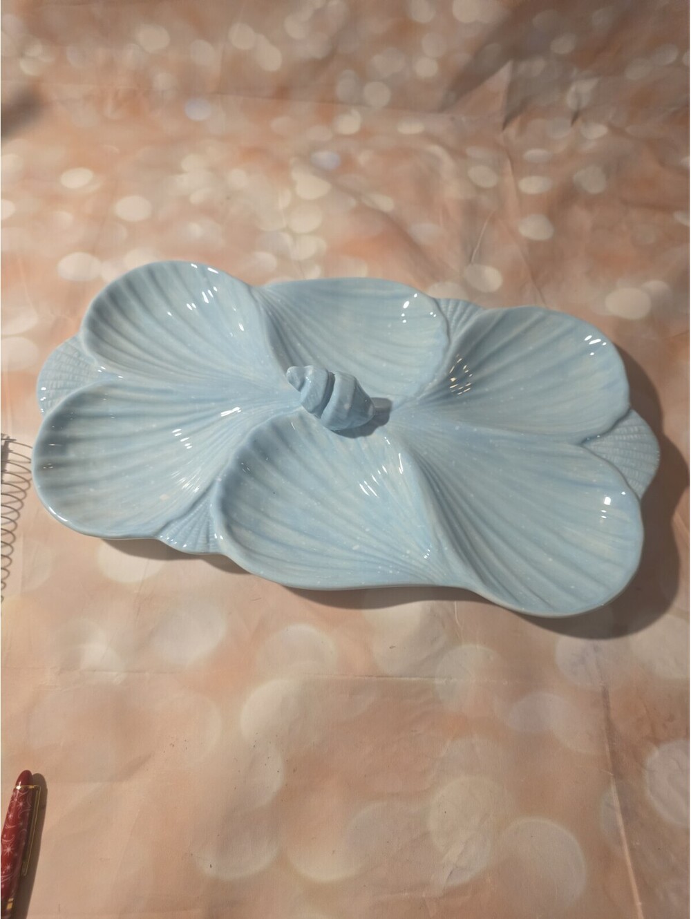 Vintage Style BLUE SHELL shaped Platter, Serving Dish. Ceramic